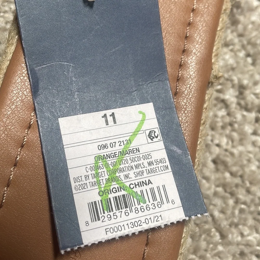 Universal thread orange tan espadrilles size 11 new